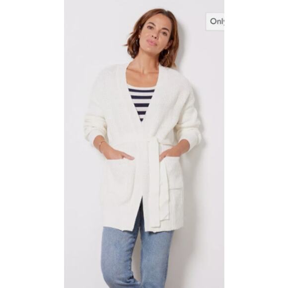 Evereve Sweaters - Evereve Women's Size M Ivory Nico Wrap Cardigan Sweater Long Sleeve